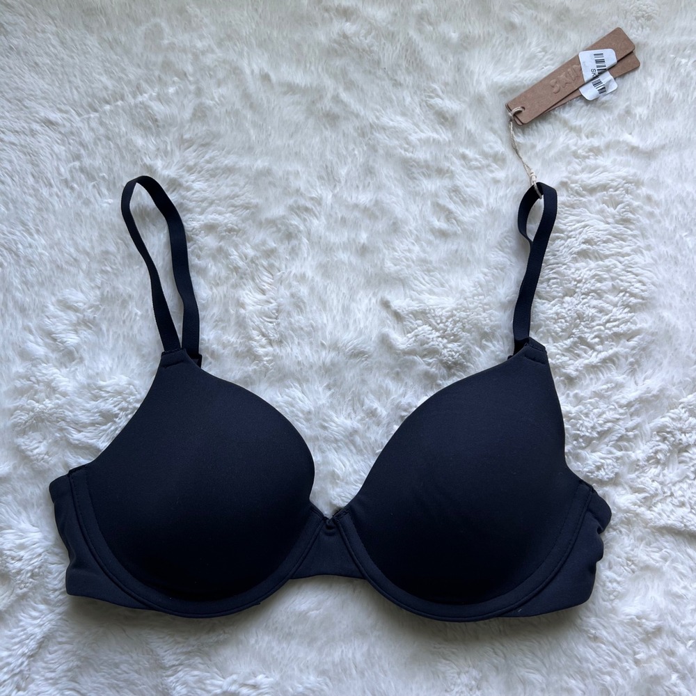 Skims Women's Fits Everybody T-Shirt Bra‎ Onyx Black Size 30C BR-UWR-2294 NEW
